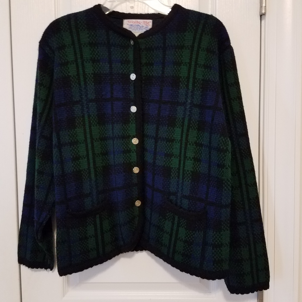 Vintage Tally Ho Plaid Cardigan Sweater